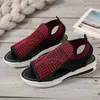 Sandaler Flying Stitching Sports Women's 2022 Summer Korean Version Mesh Hollow Shoes Casual Tjock-Soled PL