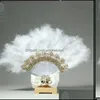 Autres fournitures de fête d'événement Fournitures de main personnalisées Fans de plumes de dentelle de mariage pour la maison décorative à la main décoration de mariée Abanicos Para Bod Otwo4