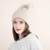 BeanieSkull Caps Femmes Hiver Bonnet Doux Épais Bonnets Polaire Doublé Double Couche Fausse Fourrure Pom Tricoté Chapeaux Mode Sports De Plein Air Skullies Ca 221013