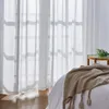 Cortina moderna de tul sólido para dormitorio, sala de estar, cortinas transparentes a rayas blancas, decoración de ventana, cocina, exterior, tamaño personalizado