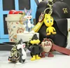 3D anime PVC cartoon character tasmanianDevil keychain keyring Bugs Bunny Daffy Duck Roadrunner Coyote keychain