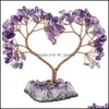 Jewelry Pouches Bags Jewelry Pouches Tumbeelluwa Natural Crystal Money Tree Amethyst Cluster Base Heart Shaped Reiki Lucky Room Deco Dh5Hs