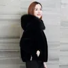 Fourrure femme hiver femme grand col à capuche Faux manteau femmes mode épais chaud noir veste décontracté surdimensionné à manches longues Parka Z445