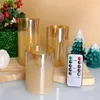 電気リモートコントロールLED WAX FLAMESS GLASS CANDLE WARMER WAX MELTING LIGHTバッテリー操作ティーライトキャンドルセット3