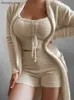 Women's Two Piece Pants Sexy Spaghetti Crop Top Plush Two Piece Set Women Fashion Bodycon Strapless Tank And Shorts Suits Autumn White Home Warmer Sets T221012
