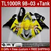 & Tank Fairings For SUZUKI TL-1000 TL 1000 R 1000R SRAD 1998 1999 2000 2001 2002 2003 Bodywork 162No.73 TL-1000R TL1000 R 98-03 TL1000R 98 99 00 01 02 03 Fairing yellow stock