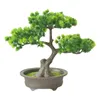 Fleurs décoratives bureau cour bienvenue pin cadeau artificiel bonsaï arbre simulation plantes affichage de bureau art facile à nettoyer décor à la maison en pot