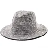 Bonnet / Skull Caps Hiver Femmes Plein Diamant Réglable Fedora Chapeau Bling Strass Panama Hommes Large Bord Feutre Jazz Chapeaux en gros T221013