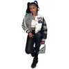 Jaqueta feminina de beisebol com estampa de letras duplas e femininas Varsity Coat Desinger Cropped Patchwork Button Letterman Coats