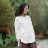 Ethnic Clothing 3Colors Chinese Style Retro Cheongsam Tops Women Zen Qipao Shirts Tai Chi Casual Blouse Hanfu Robe Oriental