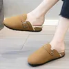 Slippers vrouwen faux suède dames muilezels schoenen1 winter warm bont bovenste platform plat lage hiel buitenlucht pluche voering