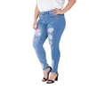 Damen-Jeans, KALENMOS, Damen-Jeans, Übergröße, feminin, lässig, Push-Up, Denim, Loch, Strech, mittlere Taille, Röhrenhose, schmale Passform, figurbetont
