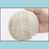 Spazzole da bagno Spugne Scrubbers 8Cm Pad di luffa naturale a forma rotonda Spugna viso esfoliante Rimuovi la pelle morta Spa Mas Bath Drop Dhvpb