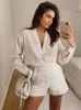 Women's Two Piece Pants Vacation Boho Cutwork Embroidery Two Piece Set Women Clothing 2022 Blouse Top And High Waist Shorts Sets Womens Outfits Co Ord T221012