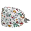 Skriv ut skrubba bomullssjuksköterska hatt blommig bouffant sanitär mössa med svettband tecknad tryckning omvårdnad bekväm färgglada mössa