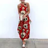 Abiti casual Maxi per donne Skull Stampato Sleeveless Causal Summer Beach Dress Sojinm Sling Long Streetwear