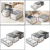 Jewelry Pouches Bags Jewelry Pouches Bags 3Pcs Wardrobe Clothes Organizer Foldable Visible Grid Storage Box With Mtiple Layers For T Dhfpb
