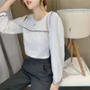 Женская блузская блузка женская шифоновая рубашка для вырезок с длинным рукавом в стиле колледжа лучшие камисы де мухер повседневная