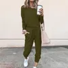 Kvinnors tvådelade byxor Två stycken Set Long Sleeve Spring Autumn Women Casual Leisure Pants and Top Set Ladies Solid Home Street Outfit Jogging Suits T221012