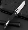 R1021 Flipper Folding Knife D2 Satin Blade G10 with Stainless Steel Sheet Handle Ball Bearing Fast Open Folder Knives