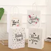 Thanksgiving White Card Kraft Paper Makeup Väskor Engelska brev Shopping Tote handväskor i bulk kosmetisk arrangör med handtag