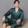 Pyjamas en satin léger pour hommes, vêtements de nuit pour hommes, manches longues, costume de maison en soie, grande taille, vêtements de maison pour hommes, ensemble de salon doux