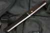 Promotion M6681 Couteau droit de survie D2 Tanto Point Satin Lame Ébène avec poignée en acier Couteaux tactiques à lame fixe avec gaine en bois