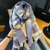 Love small fine plaid warm scarf shawl autumn Korean version versatile imitation cashmere scarf