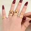 Cluster Ringe Damen Edelstahl für Frauen Mode Gold Herz Stern Mond Ring Paar Anfangsbuchstabe Hochzeit Schmuck