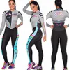 Racing Sets Women's Long Sleeve Pro Team Triathlon Suit Cycling Jersey Skinsuit Jumpsuit Maillot Ropa Ciclismo Set Pink Gel