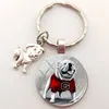 Fashion Bulldog Key ring English Bulldog Keychains Charm Round Handmade Craft Glass Dome Ladies Bag Pendant