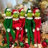 Muñeco Grinch de Navidad rojo y verde para decoración de árbol de Navidad, colgante para el hogar con sombrero, regalos de Año Nuevo para niños