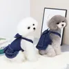 犬のアパレルペットの服小さなドレスボウノットかわいいデニムスカート快適なソフトトラクタブルコートファッションプリティベストチワワヨークシャー