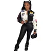 Femme imprimement à double veste de baseball en filets filles Varsity Coat Desinger Patchwork Patchwork Button Letterman Coats7473284