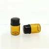 2ml Küçük Cam Şişeler Şişeler Amber esansiyel yağ örnek şişeleri, Redüker Siyah Kapak 1000 PCS/Lot SN555