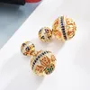 Stud Luxury Hollow Designer Colorful Zircon Two Side Ball Stud Earrings Vintage Entic Jewelry for Women Party Gift ZK30 2210146794233