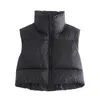 Damesvesten Winterjas Dames Koreaanse stijl gewatteerde jassen Bubble Vest Casual Zwart Cropped Streetwear Parka Vest Groen Oranje