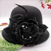 Beanie/Skull Caps Women Fashion Elegant Fedoras Hat French Style Painter Cap Vintage Warm Party Top Feather Flower Ornament Billycock T221013