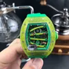 Orologio da uomo d'affari per il tempo libero Rm59-01 orologio meccanico automatico con nastro verde in fibra di carbonio