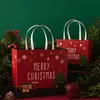 Juldekorationer presentpåsar Santa Paper Bag med handtag God jul barnfest gynnar påse xmas gåvor paket påsar th0575