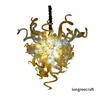 Chihuly Art Style Chandelier Lamps Golden Hand Blown Glass Chandelier Light med LED -glödlampor Takbelysning inomhus Fancy Chandeliers Hängande fixturer LR1184