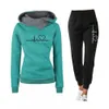 Calças femininas de duas peças casuais roupas de duas peças pullovers hoodies jogger calças define primavera outono agasalho mulher terno de lã 2022 sweatsuits para mulher t221012