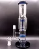 Bl￥ tjockt glas Bong Hookahs Tree Arm Perc Honeycomb Filters 18mm R￶kning Oil Dab Rigs Shisha med sk￥ltillbeh￶r