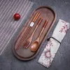 Flatware sets Portable Table Tare Utsil Travel Setlery Set Bevat Spoon Chopsticks Fork met Case for Outdoor Office