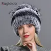 BeanieSkull Caps Raglaido Cappelli di pelliccia per donna Inverno Real Rex Rabbit Hat pelliccia lavorata a maglia berretti da neve caldi da donna elegante berretto da principessa berretto 221013