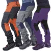 Men039s Spodnie Casual Fashion Color Block Multi Pockets Sport Długie ładunki spodni dla 2210131500206