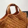 Borsa a mano trapuntata Borse per la spesa da spiaggia Borsa a mano a spalla Borsa oversize in metallo Lettera Filo in vera pelle Doppio manico Pianura Borse da donna alla moda di grande capacità