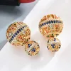 Stud Luxury Hollow Designer Colorful Zircon Two Side Ball Stud Earrings Vintage Entic Jewelry for Women Party Gift ZK30 2210146794233