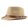 Bonnet / Crâne Caps Vintage Été Chapeau De Paille Cool Hommes Paille Fedora Panama Chapeau Papier Rétro Chapeaux pour Homme Solide Fedoras Cap Fedora Hommes Chapeau Cap 58-60cm T221013