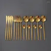 Geschirr-Sets 16 Teile/satz Gold Besteck Set 18/10 Edelstahl Abendessen Schwarz Messer Gabel Löffel Küche Geschirr Besteck